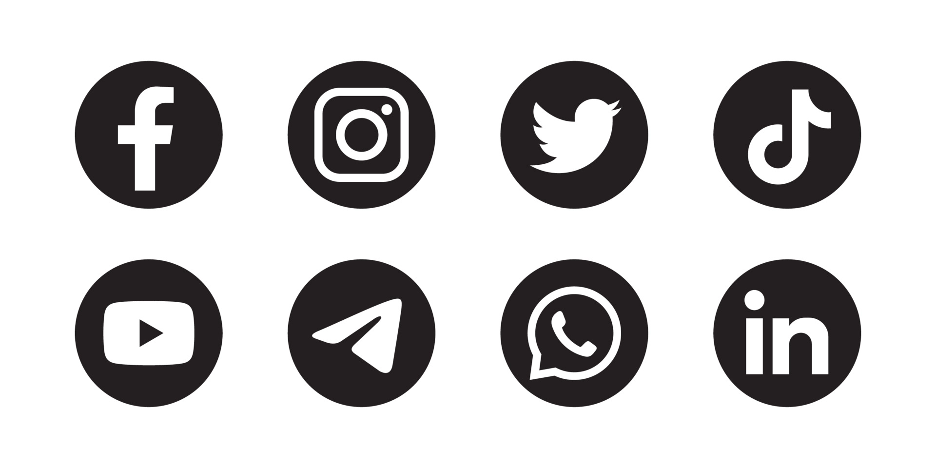 social mdeia icons in black and white